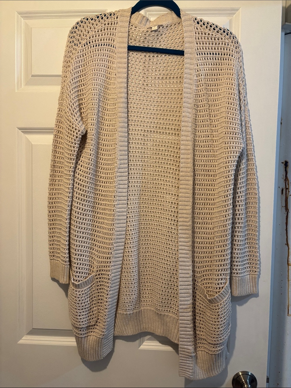GAP Cream Open-Weave Crochet Cardigan